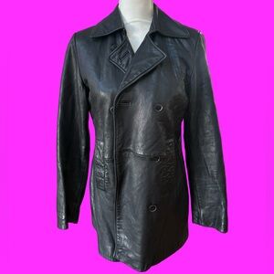 VINTAGE Express Black Leather Women’s Jacket Size S